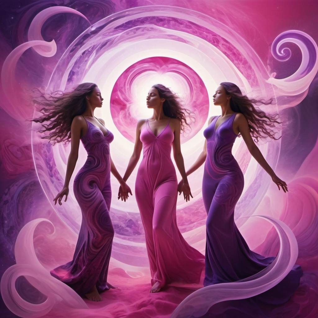 DJ facing a crowd at his deck. Photo with a purple hue